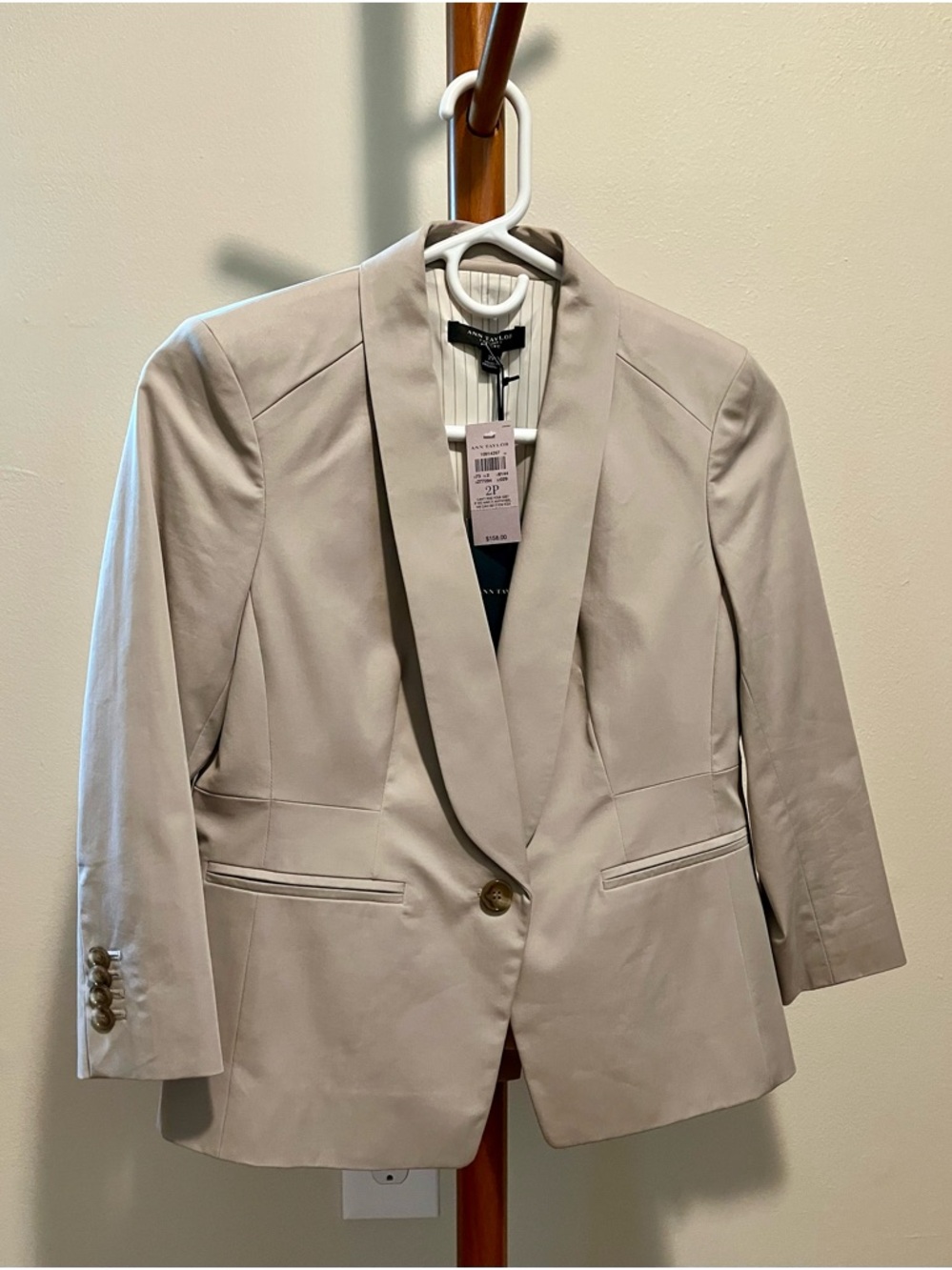 Ann Taylor Women's Light Beige Single-Button Blazer